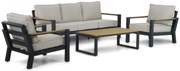 Stoel en Bank Loungeset 5 personen Aluminium/Polywood (teakfinish) Grijs  Lifestyle Garden Furniture Bilbao