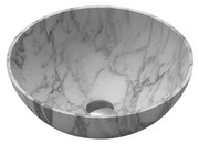 Nemo Stock Java Marble kom opbouwwastafel rond 420 x 420 x 150 mm met afvoergat marmer wit WD38500N