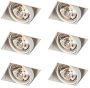 Set van 6 Inbouwspot wit AR111 draai- en kantelbaar trimless - Oneon