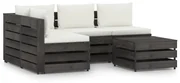 vidaXL 5-delige Loungeset met kussens grijs geïmpregneerd hout