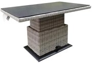 Miami lounge-diningtafel 130x75xH47-71 cm in hoogte verstelbaar wit grijs