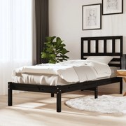 vidaXL Bedframe massief grenenhout zwart 75x190 cm 2FT6 small single