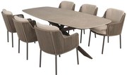 4 Seasons Outdoor Bernini tuinset terre met Prado tafel met barrelvormig blad 240 cm Tuinset bruin weerbestendig