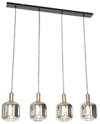 Eettafel / Eetkamer Smart hanglamp met dimmer zwart met smoke glas 4-lichts incl. Wifi A60 - Zuzanna Design E27 Binnenverlichting Lamp