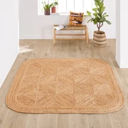 Vierkant vloerkleed in jute met afgeronde boorden, Aftas