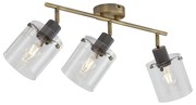 Design plafondspot brons met helder glas 3-lichts - Domo