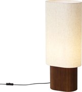 Japandi tafellamp walnoot hout met stoffen kap 70cm - Lamel
