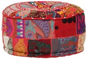 vidaXL Poef patchwork rond handgemaakt 40x20 cm katoen rood