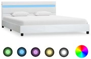 vidaXL Bedframe met LED kunstleer wit 160x200 cm