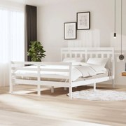 vidaXL Bedframe massief hout wit 150x200 cm 5FT King Size