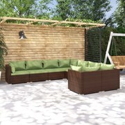 vidaXL 8-delige Loungeset met kussens poly rattan bruin