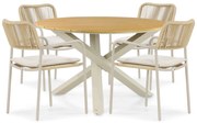 Tuinset 4 personen 125 cm Aluminium/rope Taupe Coco Penya/Ancona