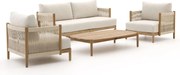 Stoel-bank loungeset Zavelli | 4 personen | Loungeset Natural Teak | Teakhout | 320x180cm | Kees Smit Tuinmeubelen