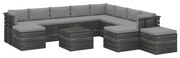 vidaXL 12-delige Loungeset met kussens pallet massief grenenhout