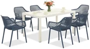 King/Aria tuinset wit en blauw voor 6 personen Bica