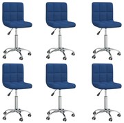 vidaXL Eetkamerstoelen draaibaar 6 st stof blauw