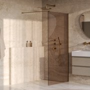 Brauer Oblivion inloopdouche bronsglas 90cm messing geborsteld PVD