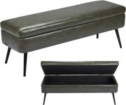 VEVOR Ottoman Bank (400 x 1200 x 450 mm) van PU-leer met metalen poten en opbergruimte, gestoffeerde schoenenbank met een draagvermogen van 300 kg, moderne bedbank slaapkamerbank voor de woonkamer eetkamer groen