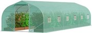 VEVOR Walk-In Tunnelkas, 8,9 x 3,1 x 2,0 m Polytunnelkas, plantenkas met schuin dak, gegalvaniseerd stalen frame, groene PE-afdekking, oprolbare ritssluiting en 12 ramen voor buitengebruik