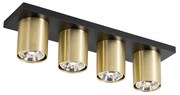 Moderne plafondSpot / Opbouwspot / Plafondspot zwart met goud 4-lichts - Tubo Modern GU10 Binnenverlichting Lamp