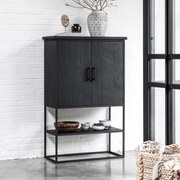 DTP Home Timeless Black Beam Zwarte Bergkast Teak Small - 90x40x140cm.