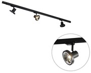 Modern 3-fase railsysteem met 3 Spot / Opbouwspot / Plafondspots zwart GU10 111mm links - 3-Phase Jeany Modern GU10 Binnenverlichting Lamp