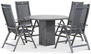 Tuinset Ronde Tuintafel 4 personen 120 cm Aluminium/Textileen Grijs Hartman Royal