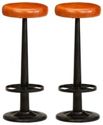 vidaXL Barstoelen 2 st echt leer bruin