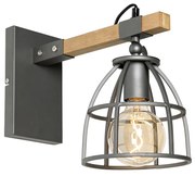 Industriële wandlamp antraciet met hout verstelbaar - Arthur Industriele / Industrie / Industrial E27 Binnenverlichting Lamp