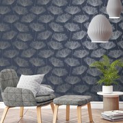 DUTCH WALLCOVERINGS Behang Fleur marineblauw en grijs