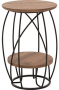 Goossens Salontafel Bellis rond, hout eiken donker bruin, stijlvol landelijk, 39 x 60 x 39 cm