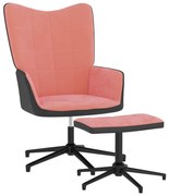 vidaXL Relaxstoel met voetenbank fluweel en PVC roze