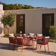 Arhiza Classic Rechthoekige Tafelset, 160x90 Cm, En 6 Aluminium Tuinstoelen. Rode Dakpan - Sklum