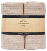 Wellmark CA 50x70cm theedoek - 2 stuks - waffle beige 8720938454189