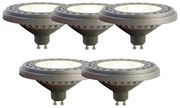 Set van 5 GU10 LED lamp AR111 8W 750 lm 3000K