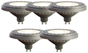 Set van 5 GU10 LED lamp AR111 8W 750 lm 3000K