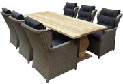 Ibiza Geneva dining tuinset 240x100xH77 cm 7 delig grijs teak