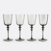 Set van 4 wijnglazen in gerookt glas, Venelli