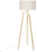 Vloerlamp tripod hout met peper kap 50 cm - Puros