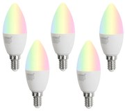 Set van 5 E14 dimbare LED lampen C37 opaal 4.9W 470 lm 2700-6500K