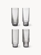Mondgeblazen longdrinkglazen Ripple met groefreliëf, 4 stuks