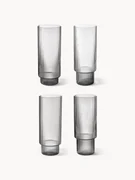 Mondgeblazen longdrinkglazen Ripple met groefreliëf, 4 stuks