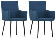 vidaXL Eetkamerstoelen 2 st met armleuningen stof blauw