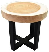 Boomstamtafel met gepoedercoat RVS poten  50xH47 cm rond - bladdikte 6 cm
