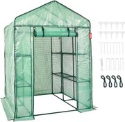 VEVOR foliekas 141x141x200cm tomatenkas 15kg laadvermogen kas tuinhuis koude bak PE materiaal stalen buis tomatenkas groentekas met 4 planken plantenkas
