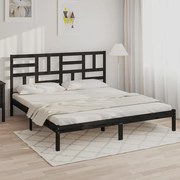 vidaXL Bedframe massief hout zwart 180x200 cm 6FT Super King