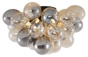Design plafondlamp zwart met amber en smoke glas 6-lichts - Uvas Design G9 bol / globe / rond Binnenverlichting Lamp