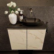 Mondiaz Fowy toiletmeubel 60cm Carrara met zwarte waskom rechts zonder kraangat