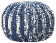 vidaXL Poef handgebreid 50x35 cm wol blauw en wit