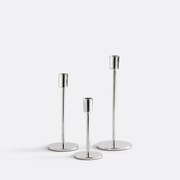 Set van 3 verchroomde aluminium metalen kandelaars Oror